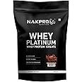 NAKPRO Platinum Whey Protein Isolate 1kg Double Rich Chocolate | 28g Protein, 6.4g BCAA | Trustified Certified 100% Authentic Supplement Powder & No Adulteration | Low Carbs, Fast Absorbing Whey Protein Powder