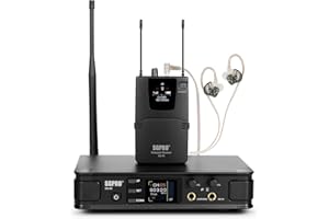 SGPRO Kabelloses In-Ear-Monitorsystem, IEM System Mono mit Metallsender, Bodypack Receiver Monitor Kopfhörer, 85 einstellbare Frequenzen 79.9 m Betrieb für Bands, Studio & Events