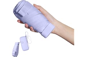 Ruspela Paraguas plegable de viaje, pequeño paraguas compacto para sol y lluvia, resistente al viento, con funda con cremallera, para mujeres y niñas