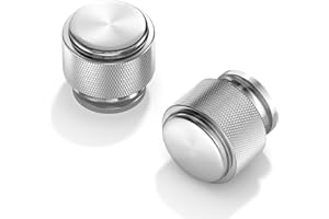 FURNIWARE Paquete de 10 manijas de gabinete de níquel satinado cepillado, manija de 25 mm con un solo agujero, tiradores plateados para armario de cocina, manijas modernas para cajones, tocadores