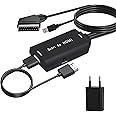 TLsiwio SCART to HDMI Cable Converter, Scart HDMI Adapter Scart Input HDMI Output Video Audio Converter 1080P with HDMI Cable