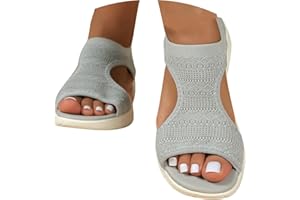 GENERISCH Damen Sandalen Sommer Mesh Orthopädische Schuhe Bequeme Slingback Muffin Weiche Sohle Sommerschuhe Sandalen Damen Sommer Bequem Elegante Plateau Sandalen Gesundheitsschuhe