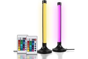 Semlos RGB LED Lights for Bedroom 20CM 2 Pieces, Colour Changing Led Strip Lights with Remote, TV Backlight USB Base, Home Decor Accessories for Wall, Ceiling, Room, Home Decoration