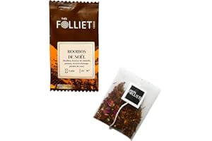CAFÉS FOLLIET - Thé Rooibos - Rooibos supérieur d’Afrique du sud - Saveur de Cannelle, Pomme, Orange et Rose - Infusion délicate - Parfait pour l'hiver - 90°C - 24 sachets