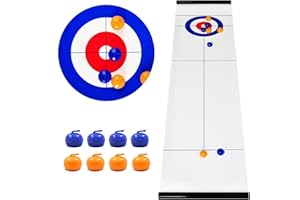 MEETOZ Tabletop Curling Game, Portable Team Board Games,Tabletop Curling Game for Kids, Adults & Family, Come with 16 Tabletop Curling Stones. Easy to Set Up, Play & Portable