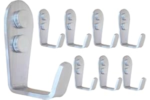 Mokife Ganchos para Abrigos Resistentes, 8 Piezas Percheros Pared Acero Inoxidable Moderno Pequeño L Gancho Individual para Chaquetas Bolsos Llaves Toallas Batas, Plata