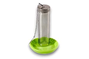 Kerafactum filtro per tè colino per tè filtro per tè extra fine in acciaio inossidabile adatto per borracce bottiglie e colli di bottiglia con catenella e tappo da tè chiusura a baionetta per thermos