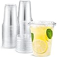 Eupako 12 oz Plastic Cups with Lids - 100 Set Clear Disposable Party Cups for Cold Drinks, Smoothies, Milkshakes