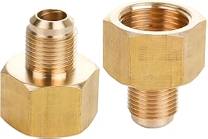 HOSIFIY Brass Pipe Adapter - 5/8" SAE Female to 3/8" SAE Male Flare - Brass Pipe Fitting Reducer Adapter for Air Conditioner Refrigeration (2 Packs)