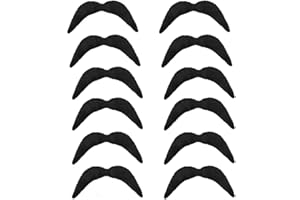 Komonee 12 x Mexican Moustache Black Halloween Bandit Mustache For Fancy Dress Up Costume Fake Hair Accessory Outfit Novelty Joke