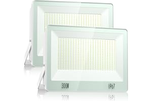 VRTOGTHE Faretto LED Da Esterno - 2 Pezzi 300W 30000LM Faro LED Esterno, 480 LED 7000K Bianco Freddo IP67 Impermeabile Faretti LED Esterno per Terrazze, Cortili, Giardini, Garage, Luoghi Commerciali Di