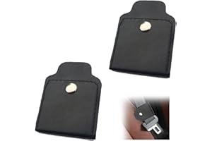 VLYX Car Seat Belt Adjuster, 2 PCS Premium PU Leather Seat Belt Clip for Vehicle Automobile Comfort Universal Shoulder Neck Strap Positioner for Adults (Black-Snap Type)
