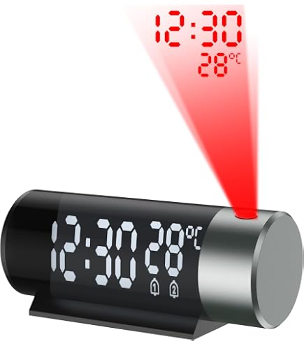 Réveil de projection portable Date de température Grand écran Horloge