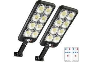 SENDALE 2 Pezzi Lampione Solare Led Esterno,200 LED lampione solare Con Sensore Di Movimento,IP65 Impermeabile Faretto Solari Lampada Potenti 3 Modalità Faro LED Esterno Per Giardino Stradali