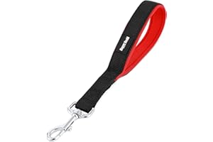HAPPY HACHI Guinzaglio Corto per Cani con Manico Imbottito, Guinzaglio da Addestramento per Cani, Corto Nylon Clip in Metallo per Allenamento Camminare, M Lunghezza 32cm, Nero