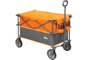 PORTAL Chariot de Jardin Pliable Plus Grande capacité pour Festival, Plage, Camping, Chariot avec roulettes, remorque de Pique-Nique Robuste Orange