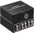 UNSTINCER RCA L/R Audio Switch 4(1)-in-1(4)-out, Bidirectional Noiseless hifi Stereo Audio Splitter Box, Analogue Aux Line Selector for Headphone Game Console Soundbar TV Speaker Turntalbe, Metal