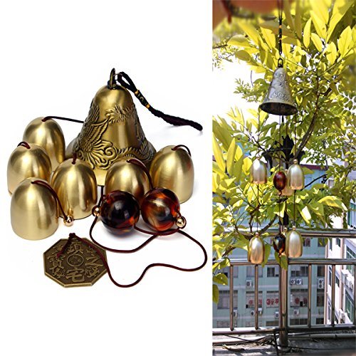 [Free Shipping] 6 Bells Copper Clock Yard Garden Outdoor Living Amazing Wind Chimes // 6 campanas del reloj de cobre patio jard?J de vida al aire libre de campanas de viento incre??le by Bml