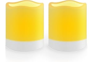 salipt Bougies Solaires Rechargeables Scintillement, Bougie Solaire étanche Sans Flamme, Extérieur pour le Patio, Jardin, Mariage, Fête, Décoration de Noël, Blanc Chaud, US 2 pcs