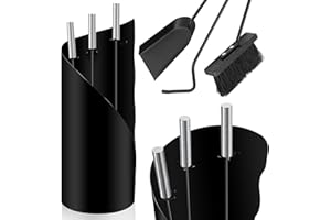 Herrselsam Set di 4 posate per camino, accessori per camino, con pratico contenitore per camino, per cucina, casa, casa, casa, casa, accessori per la pulizia del camino, colore nero