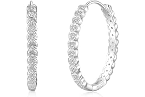 PABBEU Sterling Silver Hoop Earrings Heart Silver Hoops Earrings for Women Hypoallergenic Lightweight Small Hoop Earrings with Cubic Zirconia Small Silver Hoop Earrings for Women Girls 15/20/30/40mm