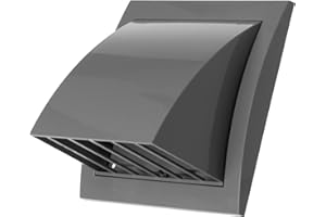 LIRAST Ø 100mm / 4 inch Grey Plastic Cowled Ventilation Grille - Air Vent Cover with Backdraught Shutter/Gravity Flap - External Grille with Round Spigot