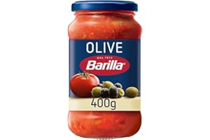 Barilla Sugo al Pomodoro 100% Italiano con Olive Nere, Olive Verdi e Olio Extravergine d'Oliva, Sugo Pronto per Pasta, 400g