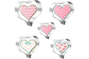 PTAIZJJZ Lot de 5 emporte-pièces en forme de cœur en acier inoxydable pour la Saint-Valentin