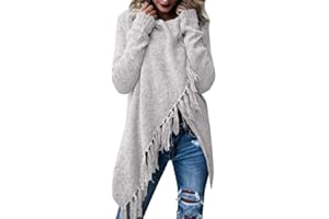 SUSENSTONE Pull Pas Cher A La Mode Tricoté AsyméTrique Femmes à Rayures Poncho Automne LâChe à Franges Mi-Long Sweater