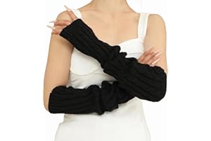 CHIC DIARY Arm Warmers Long Fingerless Gloves for Woemn Knit Mitten Y2K Wrist Warmer with Thumb Hole For Winte