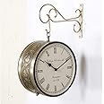 TimeCraft Railway Station Wall Clock (Brass) - Dual Face Platform-Style Time Piece - 6 inch