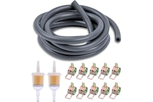 XIANGJUNLY 13 Motorcycle Inline Fuel Filter Kit: 2 x 6mm/8mm Diesel Petrol Filter, 2m Fuel Line & 10 Hose Clamps for Car Motorcycle Oil Lawn Mower