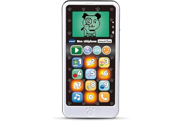 VTech - Mon Téléphone Émoti'Fun - Smartphone Éducatif - Téléphone Portable Enfant avec Écran Coloré - Jouet Lumineux et Musical - Cadeau Enfant de 18 Mois à 4 Ans - Contenu en Français