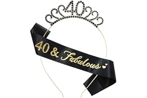 MIOSJI 40th Birthday Sash and Crown Crystal Tiara for Women 40th birthday Hats 40th Birthday Decorations Women Birthday Gift Party Accessories