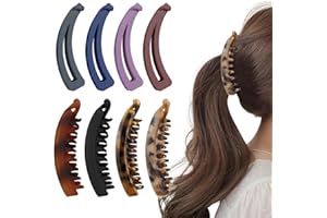 HAOTIAN-X 8 fermagli per capelli a banana, grandi clip a doppio pettine per capelli spessi, forte coda di cavallo, clip antiscivolo a banana, accessori per donne e ragazze