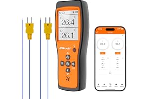 ELITECH ICT-220 Termómetro De Termopar Doble,Sensor De Temperatura De Tipo K De Alta Precisión Con Aplicación, Para Refrigeración, Mantenimiento De Automóviles Y La Industria De Bombas De Calor