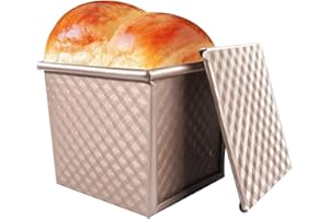 OGIBRIDI Stampo per Pane in Cassetta, Toast con Coperchio Antiaderente Stampo Forno con Fori Ventilati in Lega di Alluminio per Pagnotta Cottura Pane Cestino per Pane da Forno 0.5lb-250g