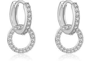 Fcebsty Ohrringe Silber 925 hängend für Mädchen, S925 Sterling Silber Ohrring double hoop mit Zirkonia, Double Circle Hoop Ohrringe Schmuck für Hochzeitsgeschenke für Frauen
