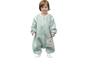 MIKAFEN Schläfsack Baby Langarm Winter kinderSchlafsack 2.0Tog,Hund Muster Baby Schlafsack mit Füßen Baumwolle Junge Mädchen Unisex ganzjahres Schlafanzug