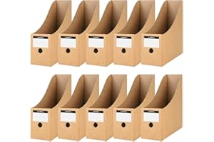 ZEEREE 10 sztuk segregatorów z papieru typu kraft, segregator stojący z kartonu, organizer na biurko, do przechowywania dokumentów, artykułów biurowych, łatwe przechowywanie