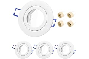 KYOTECH Set 4 Cornice Faretto GU10 Impermeabile IP44 per Bagno Portafaretto Bianco Rotondo per Alogeno e MR16