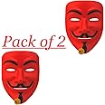Sage Square Red Vendetta Comic FACE MASK Fawkes Mask Anonymous VIP Edition Face-Mask Perfect Fit Cosplay Protest V for Vendetta DC Comics (Pack of 2)