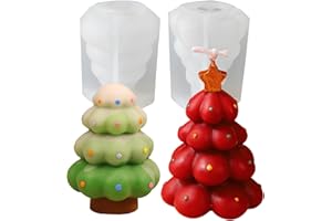 JDH SILICONE 2 stampi in silicone 3D, per candele, in silicone, per fai da te, per Natale, età, uomo, modello alce (albero di Natale)