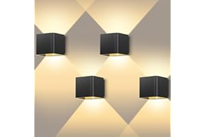 GEARLITE Led Aufladbar Wandleuchte Innen/Aussen mit Bewegungsmelder 4 Stücke, Wandlampe Auf und ab Einstellbarer Lichtstrahl 3000K Warmweiß Außenwandleuchte IPX4 Wasserdichte Wohnzimmer Garten Schwarz