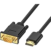Loydia HDMI auf VGA Kabel, HDMI zu VGA Konverter-Kabel (Stecker zu Stecker) Unterstützung 1080P Kompatibel mit Computer, Desk