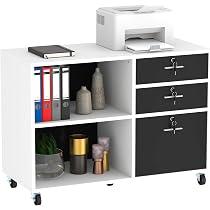 Cassettiera Mobile A 5 Cassetti YITAHOME - Archivio Verticale A4/Letter, Con Ruote, Bianca, Per Ufficio E Casa