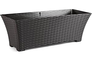 ACAN Tradineur - Jardinière rectangulaire en plastique - Fabriquée en Espagne - Idéal pour plantes, maison, jardin et terrasses - 60 cm - Couleur wengé