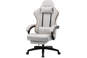 GTPLAYER Fabric Gaming Chair with Footrest, Ergonomic Computer Desk Chair with Pocket Spring Cushion Home Office High Back Support Lumbar Support Heavy Duty Wide