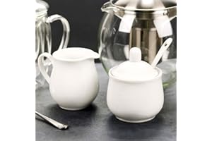 URBNLIVING Set di teatime per il latte in porcellana bianca con teiera e zuccheriera