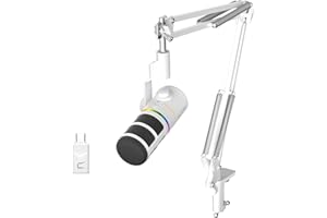 COMICA D10 Pro A XLR USB Dynamic Microphone with Receiver Boom Arm Stand for Gaming/TikTok/Podcast Recording,Support RGB Light Mute Button for PC,Smartphone,Computer,Mac,PS4/5(White)